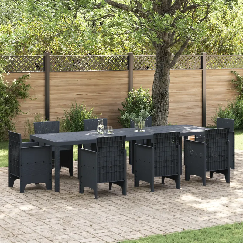 Masa de gradina antracit 300x100x73 cm poly rattan, masa de gradina antracit 150x100x73 cm poly rattan