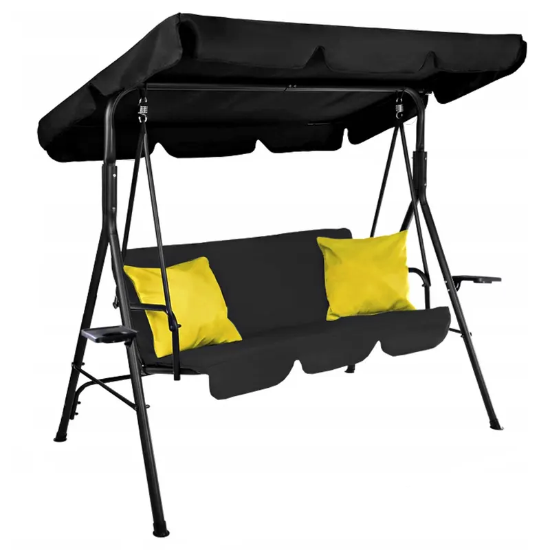 Leagan balansoar gradina Trieste, 3 locuri, 220kg, negru