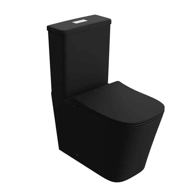 Set WC monobloc Spectrum, Terra Black, Rimless Protect, cu capac și rezervor, 37x64 cm, negru mat