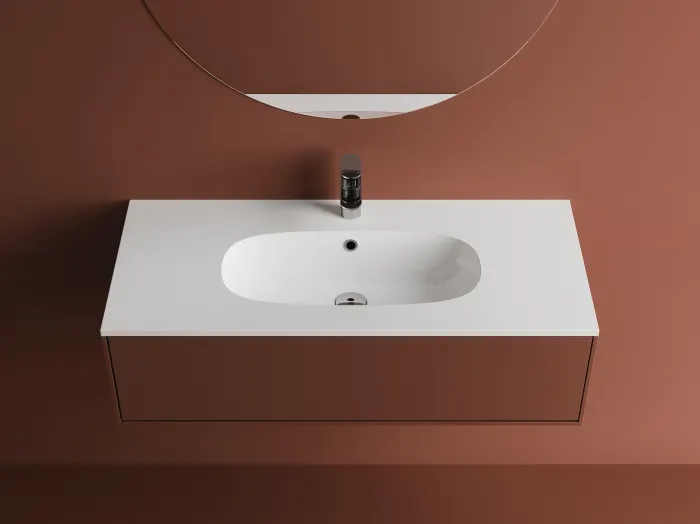 Lavoar din compozit, incastrat, 101x46x14.2 cm, alb lucios, Dover