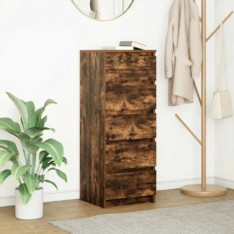 bufeta cu sertare stejar afumat 37,5x35x99 cm lemn prelucrat