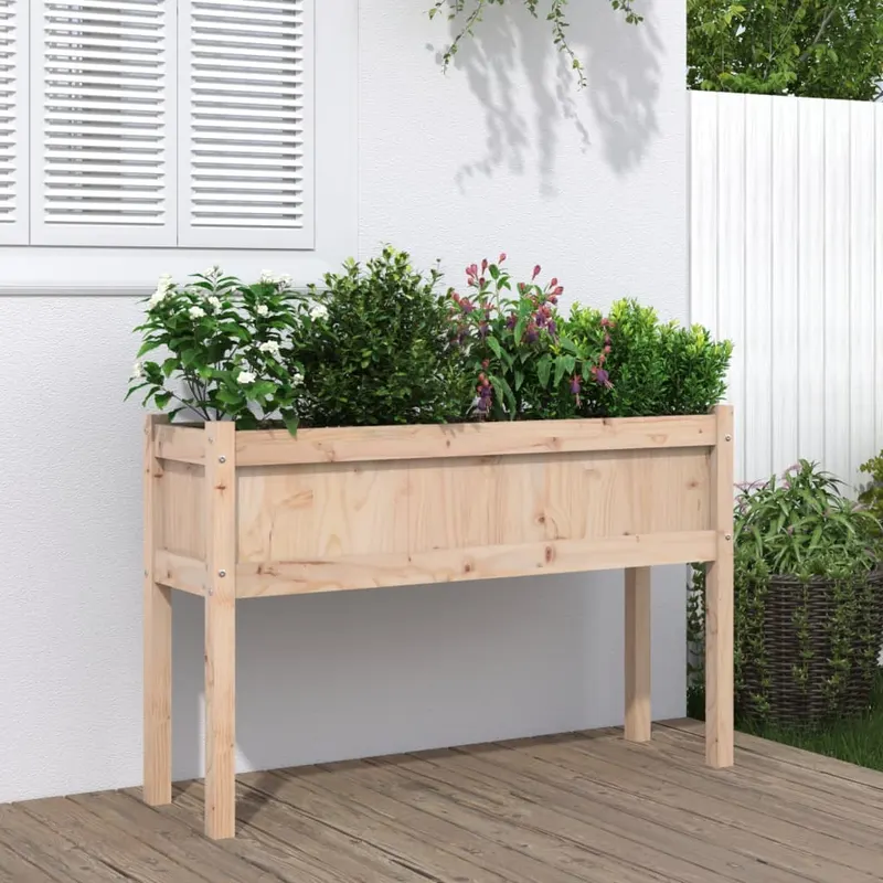jardiniera de gradina cu picioare 110x31x70cm lemn masiv de pin