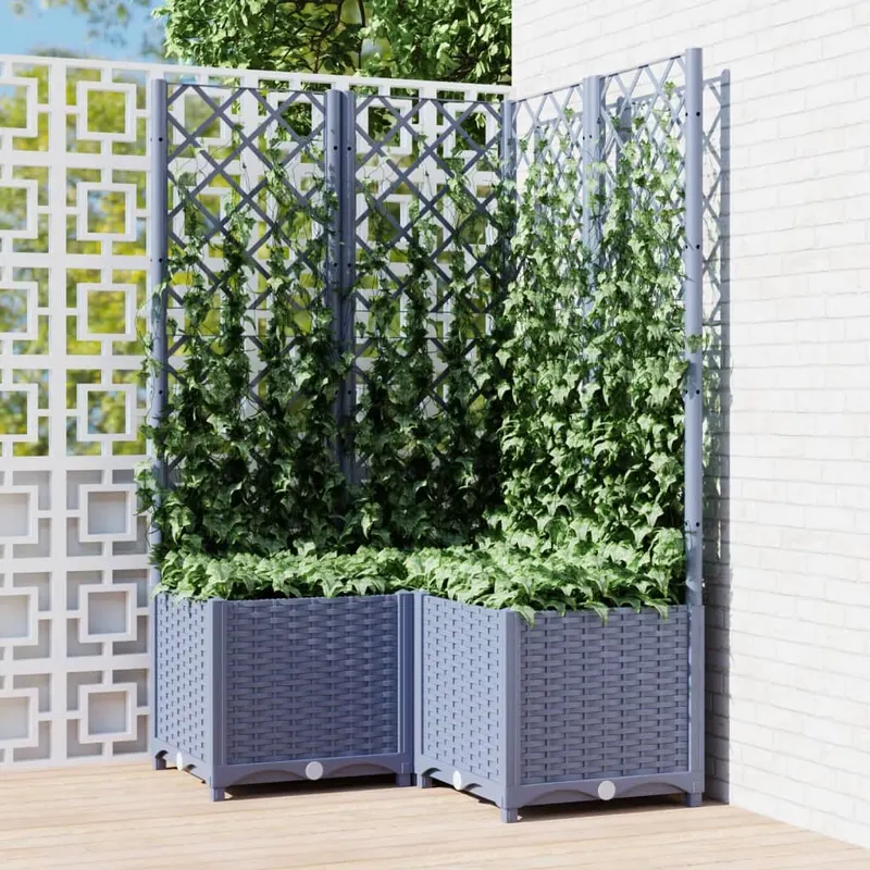 jardiniera de gradina cu spalier,gri inchis, 80x80x136 cm, pp
