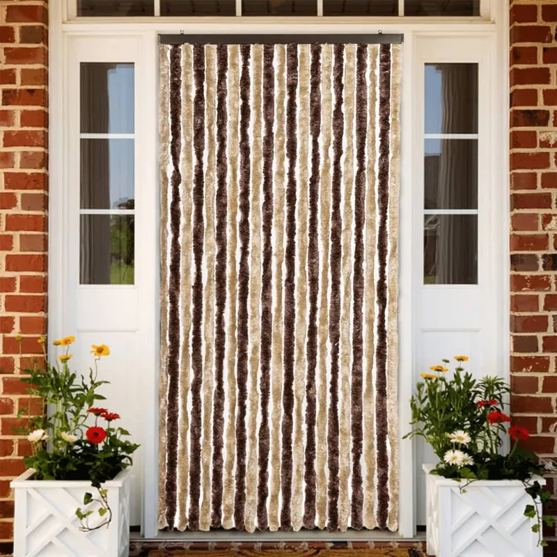perdea pentru insecte, bej si maro deschis, 90x220 cm, chenille