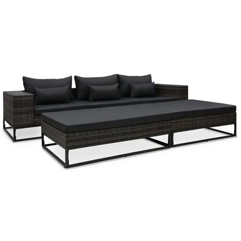set canapele de gradina cu perne, 5 piese, gri, poliratan