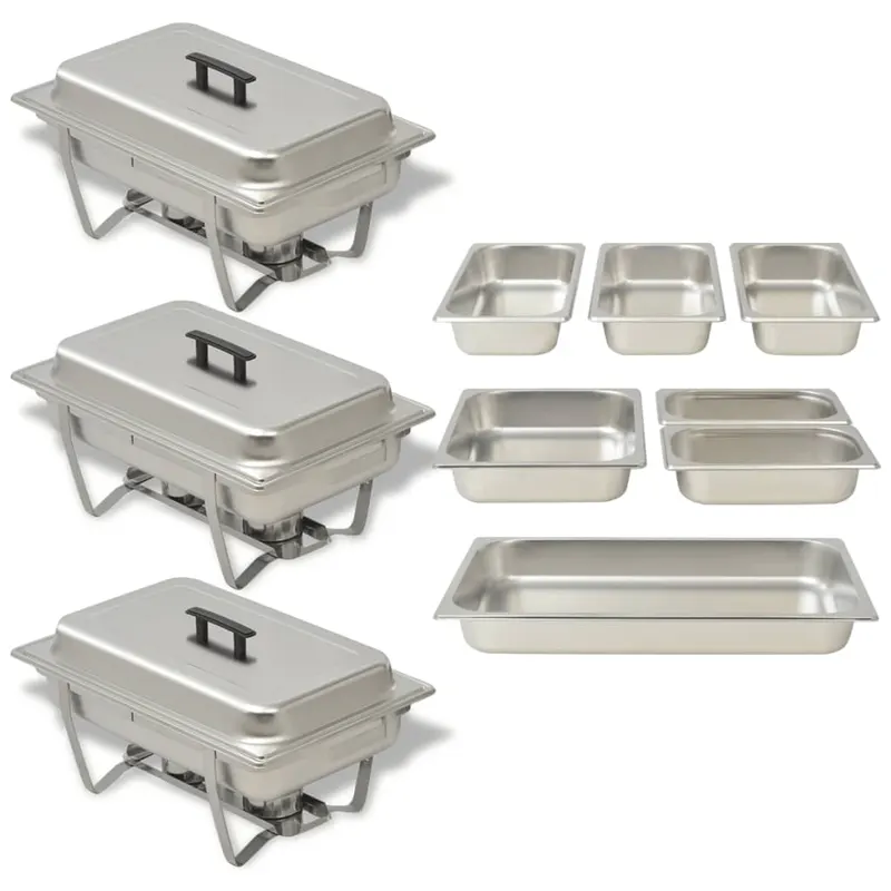 set vase incalzire mancare, 3 piese, otel inoxidabil
