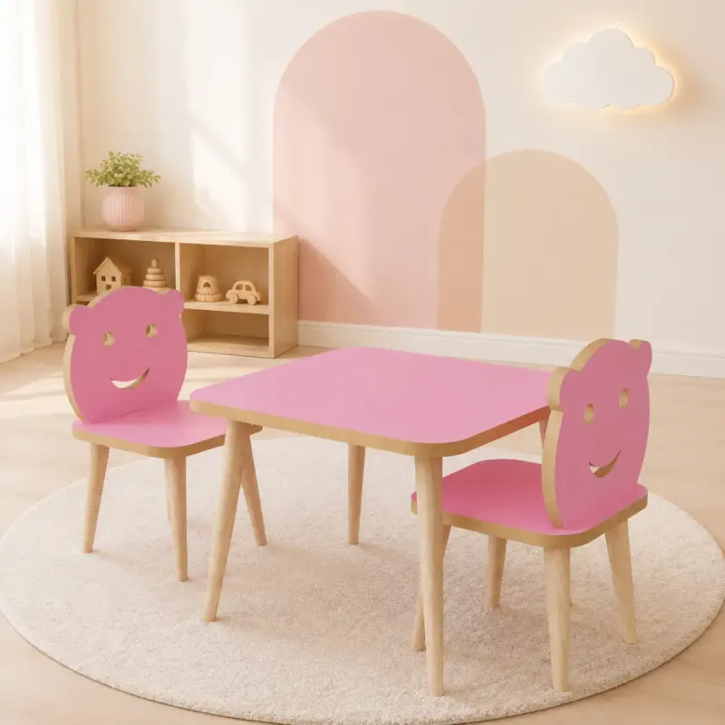Set masa+ 2 scaune pentru copii Bambi roz