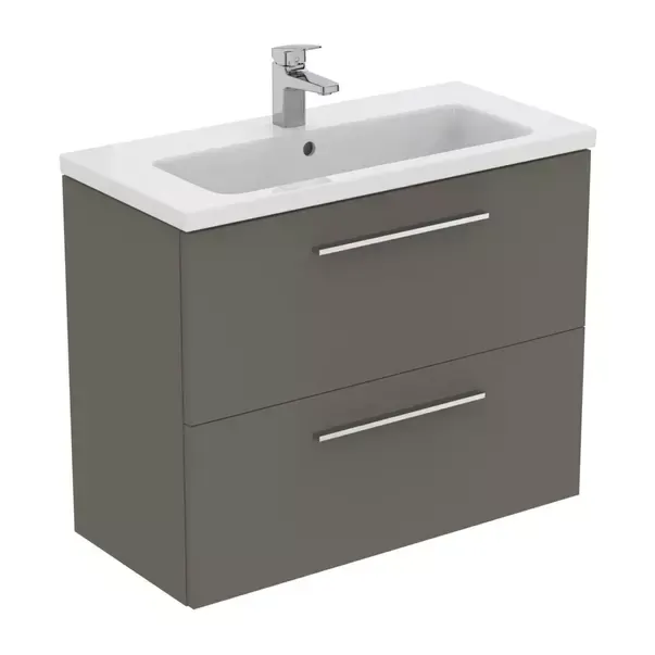Dulap baza suspendat Ideal Standard i.life S 2 sertare gri 80 cm