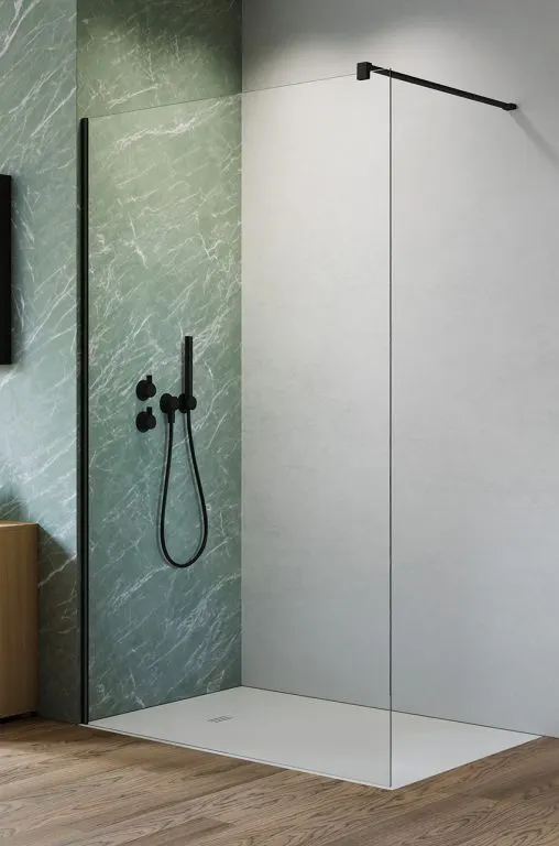 Paravan dus Walk-In negru, 100x200 cm, sticla 6 mm, Radaway Nes 6 Black Walk-In II