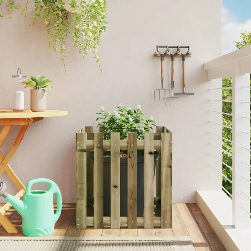 jardiniera gradina design gard, 60x60x60 cm, lemn pin impregnat