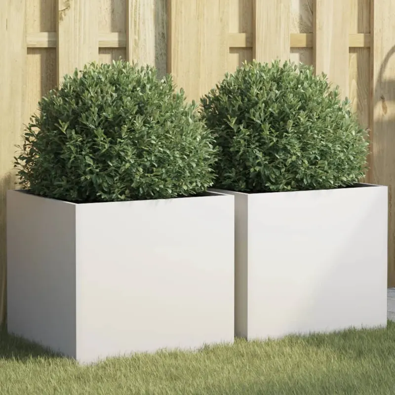 jardiniere, 2 buc., alb, 42x40x39 cm, otel