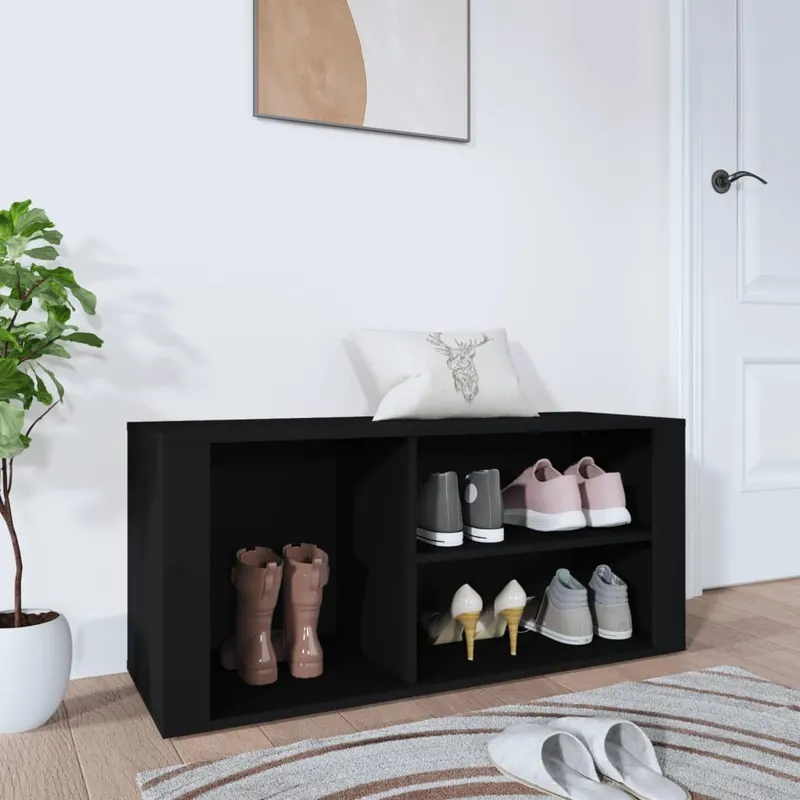 pantofar, negru, 100x35x45 cm, lemn compozit