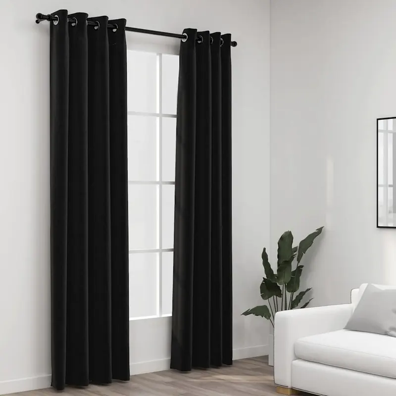 perdele opace, aspect panza, 2 buc., antracit, 140 x 245 cm