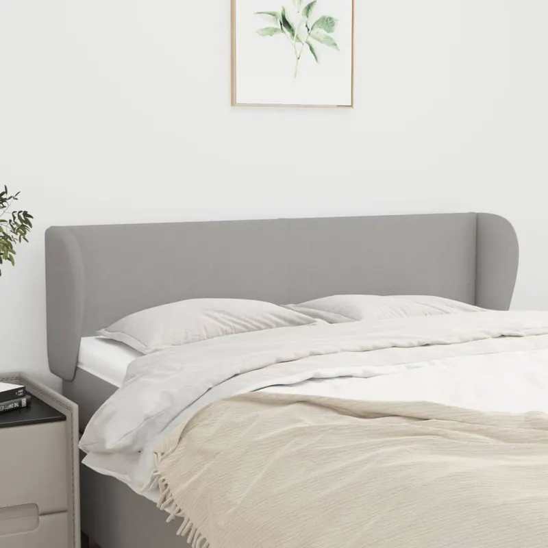tablie de pat cu aripioare gri deschis 147x23x78/88 cm textil