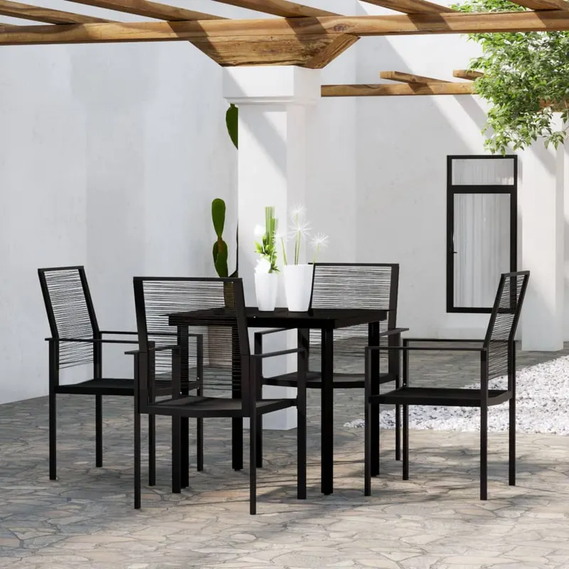 set de mobilier pentru gradina, 5 piese, negru