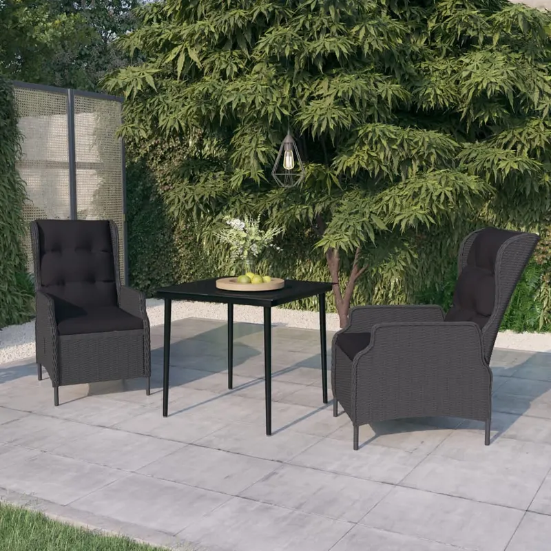set de mobilier pentru gradina, 3 piese, gri inchis
