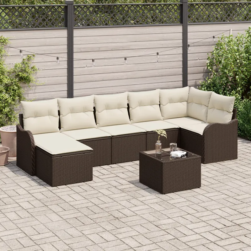 set de canapea pentru gradina cu 7 piese cu perne ratan poli