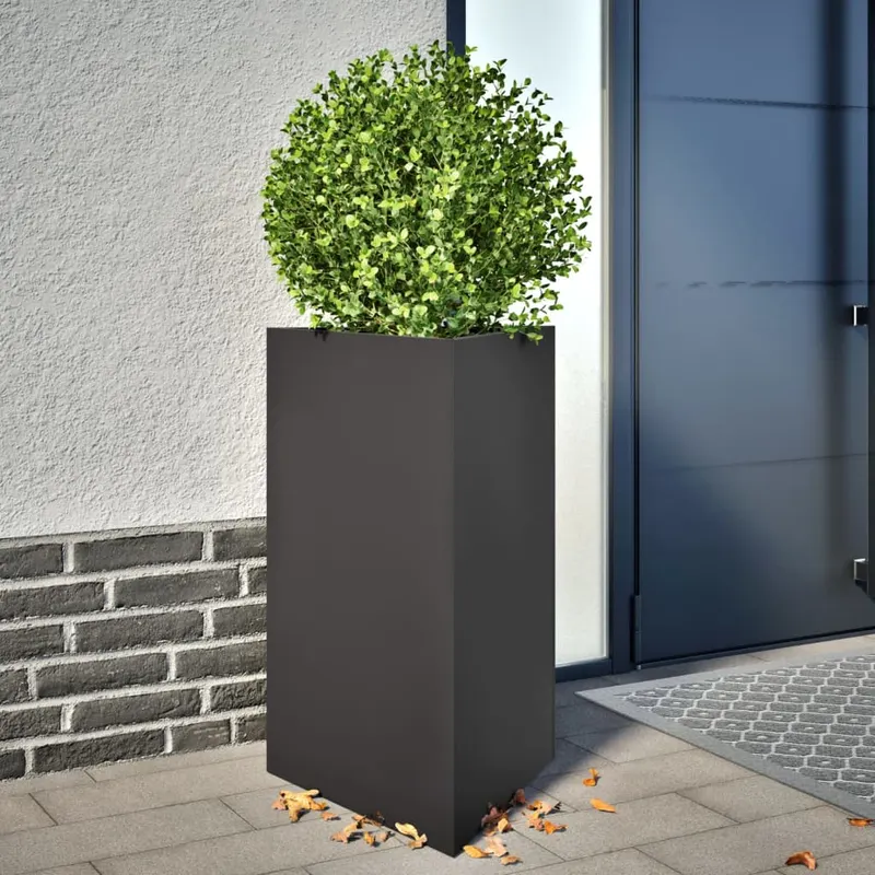 jardiniere gradina, 2 buc., negru, 50x43x75 cm, otel, triunghi