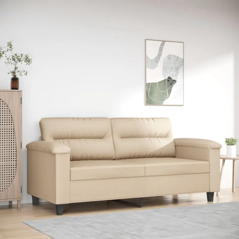 canapea cu 2 locuri, crem, 140 cm, tesatura microfibra