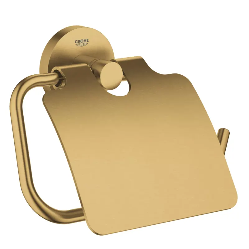 Suport hartie igienica Grohe 40367GN1, Essentials, 1 rola, fixare ascunsa, mat, auriu