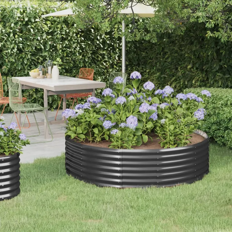 Jardiniera de gradina antracit 140x140x36 cm otel