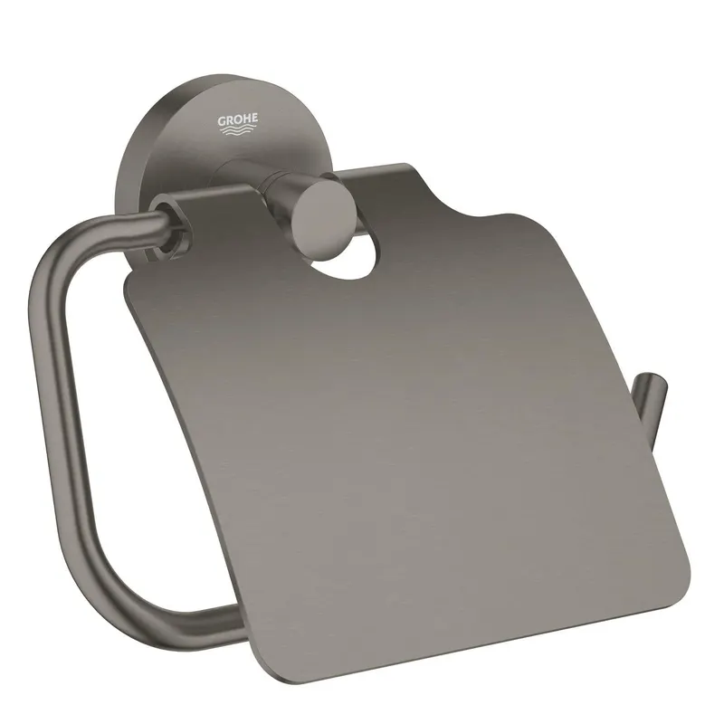 Suport hartie WC Grohe 41179AL0, Start, aparente, capac, metal, mat, grafit