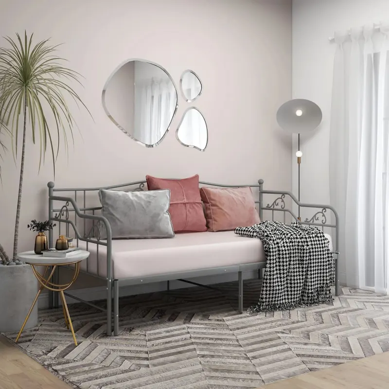 cadru pat canapea extensibila, gri, 90x200 cm, metal