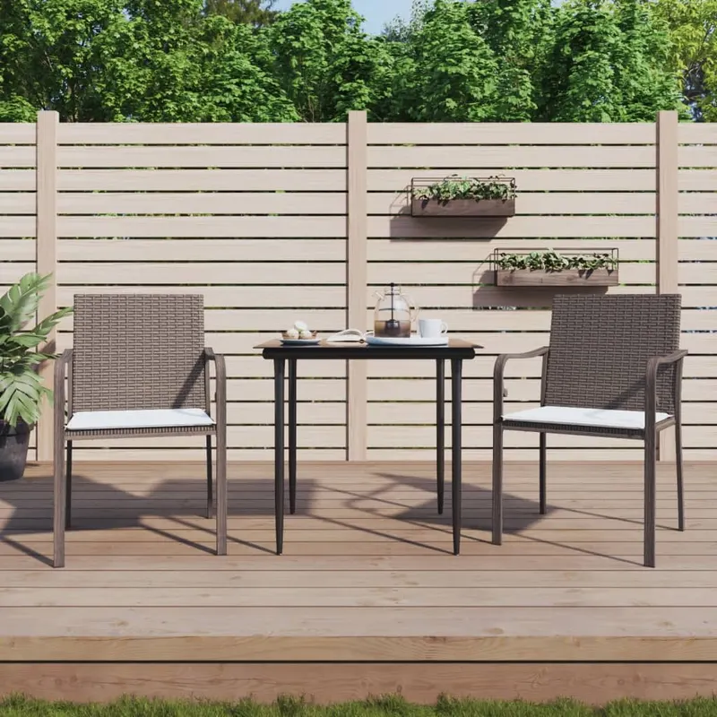 set mobilier de gradina cu perne, 3 piese, poliratan si otel