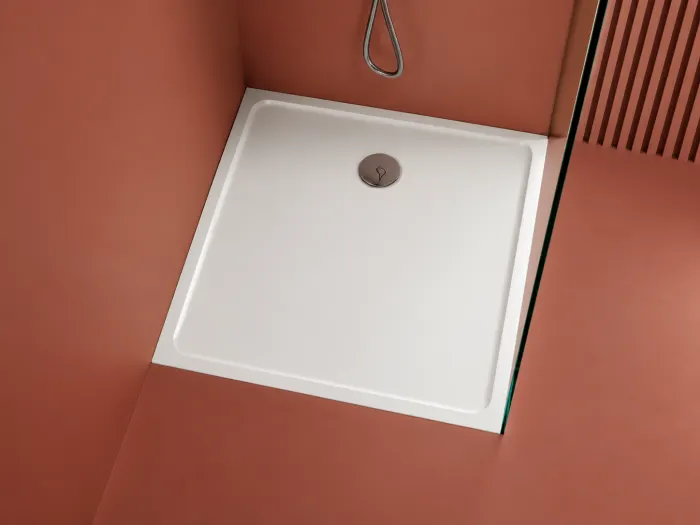 Cadita dus 90x90 cm din compozit, patrata, alba, Elysium