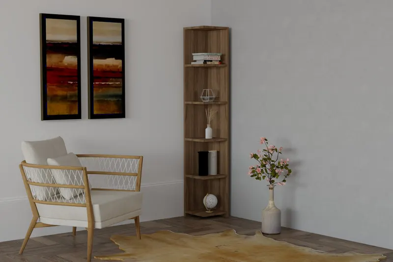 Bibliotecă Levanzo, Nuc, 25x25x160 cm - Nuc