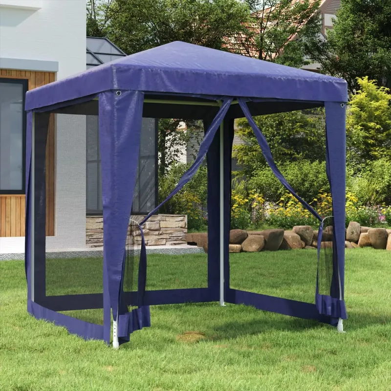 cort de petrecere cu 4 pereti din plasa, albastru, 2x2 m, hdpe