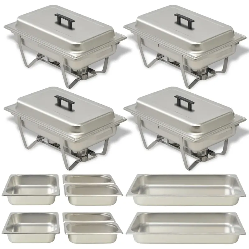 set vase incalzire mancare, 4 piese, otel inoxidabil