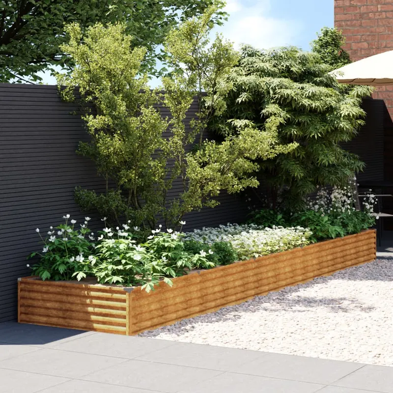 strat inaltat de gradina, 482x100x36 cm, otel corten