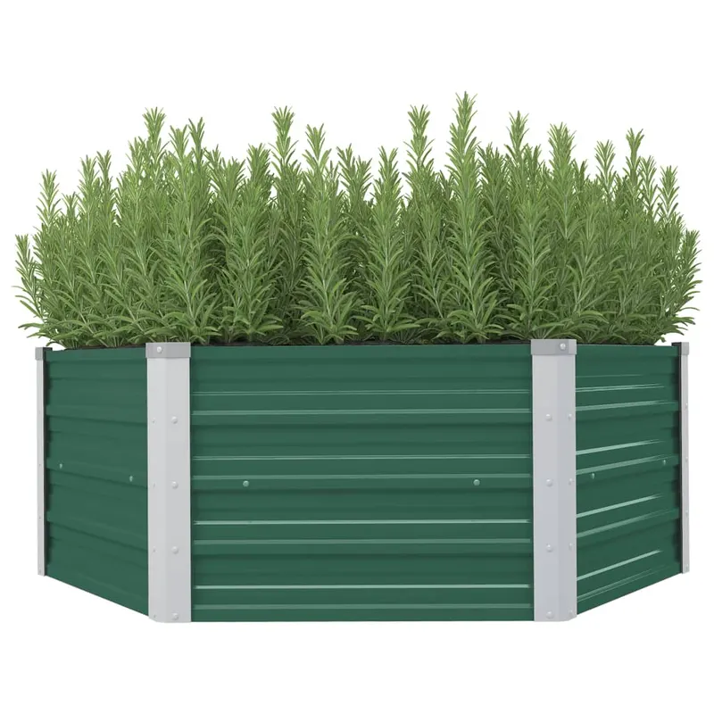 strat inaltat de gradina, verde, 129x129x46 cm, otel galvanizat