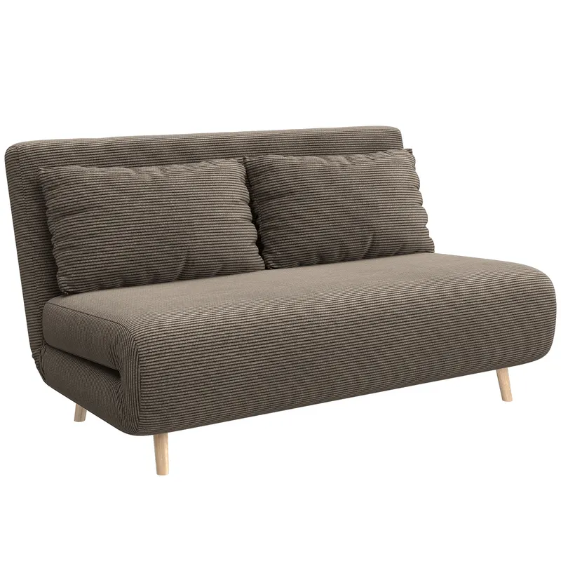 HOMCOM Canapea extensibilă, pat pentru oaspeți, spătar reglabil 3 trepte, aspect reiat, până la 120 kg, 141 x 90 x 81 cm, maro închis