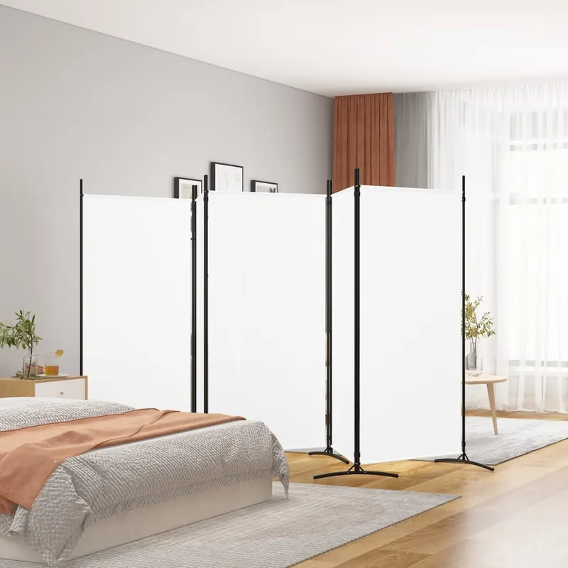 paravan de camera cu 5 panouri, alb, 433x180 cm, textil