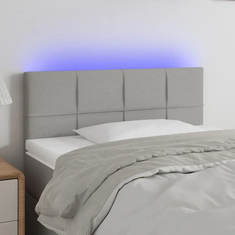 tablie de pat cu led, gri deschis, 90x5x78/88 cm, textil