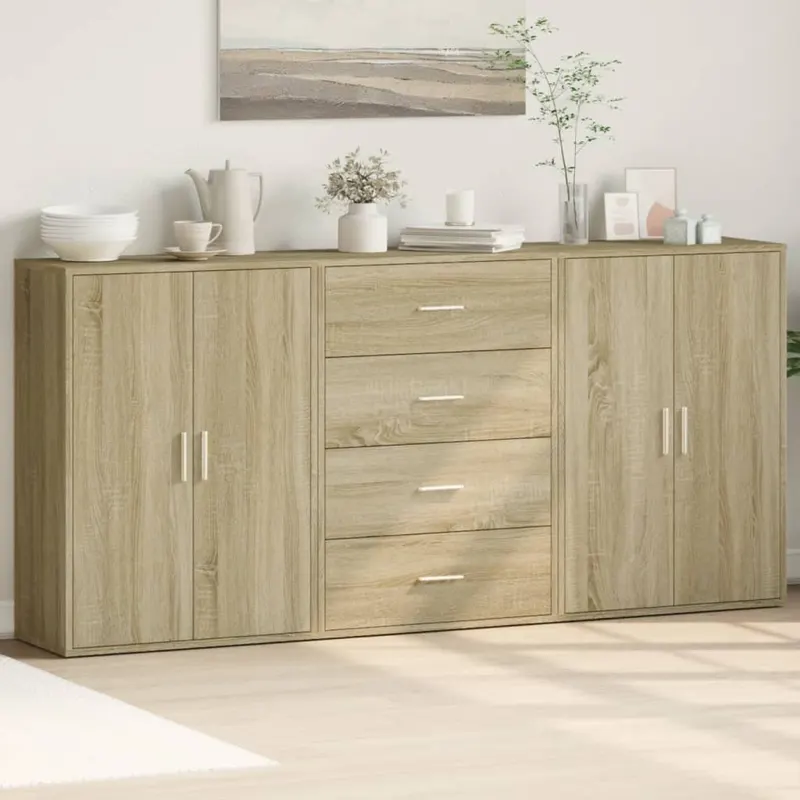 dulapuri, 3 buc., stejar sonoma, 60x31x84 cm, lemn prelucrat