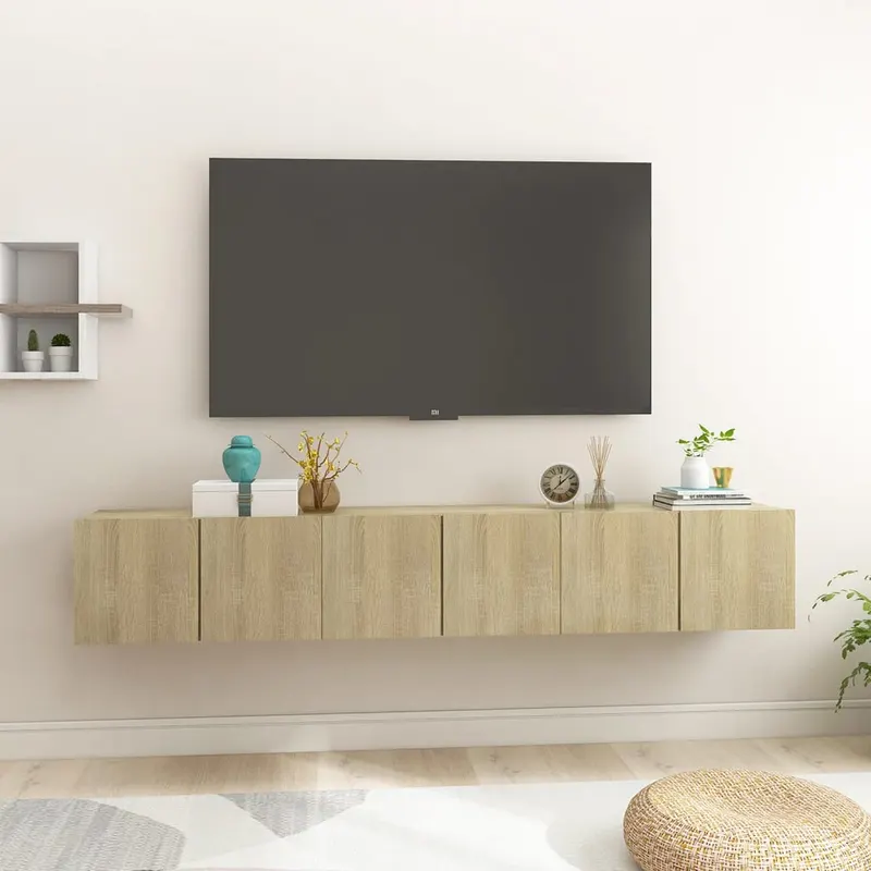 dulapuri tv suspendate 3 buc. stejar sonoma 60x30x30 cm