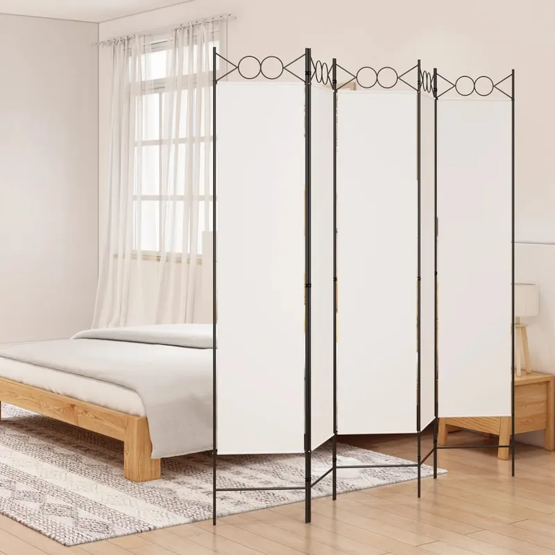 paravan de camera cu 5 panouri, alb, 200x200 cm, textil