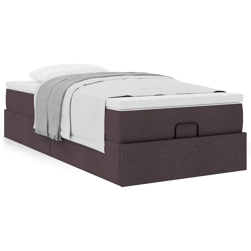 cadru de pat otoman cu saltea tesatura maro inchis 100x200 cm