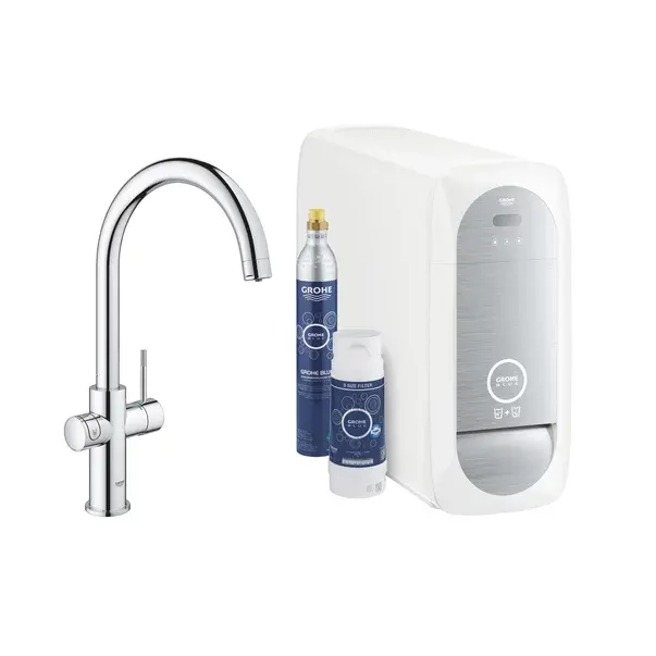 Baterie de bucatarie Grohe 31455001, 1 bar, 418 mm, 224 mm, 1 orificii instalare, 2 sprayuri, 150 unghi pivotare, Crom