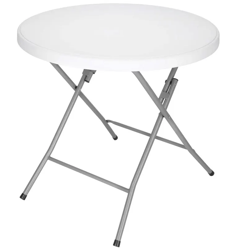 Masa pliabila rotunda pentru gradina sau catering 75x80 cm, HDPE si metal, alb