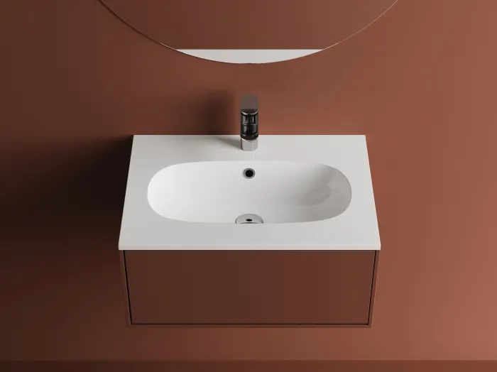 Lavoar incastrat din compozit, 61x46x14.2 cm, alb lucios, Dover