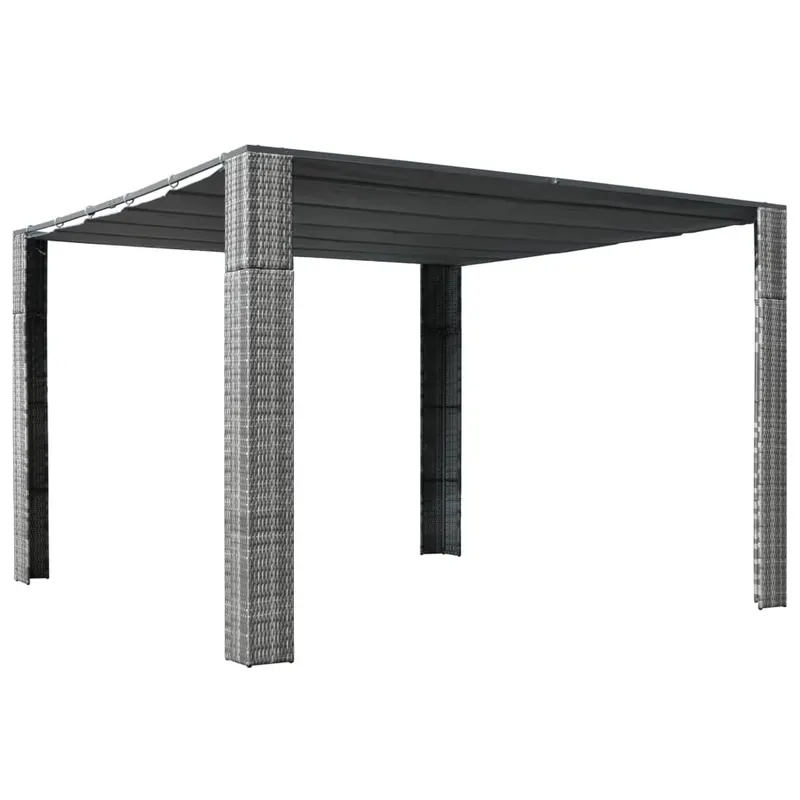 pavilion cu acoperis, gri/antracit, 300x300x200 cm, poliratan