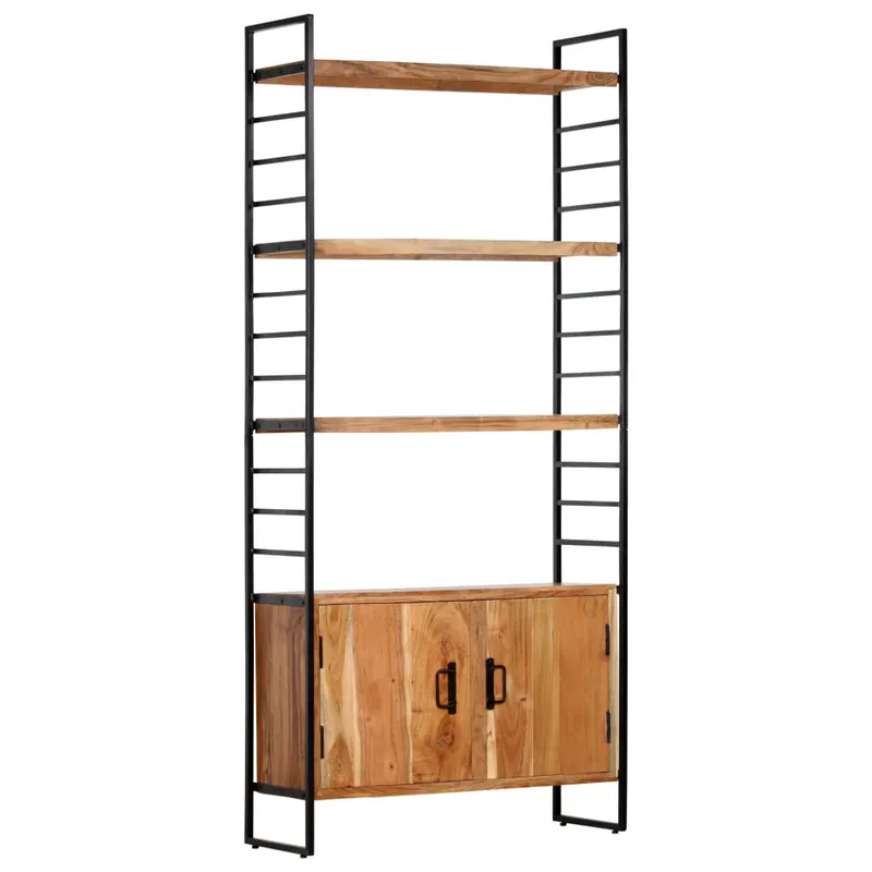 biblioteca cu 4 niveluri, 80x30x180 cm, lemn masiv de acacia