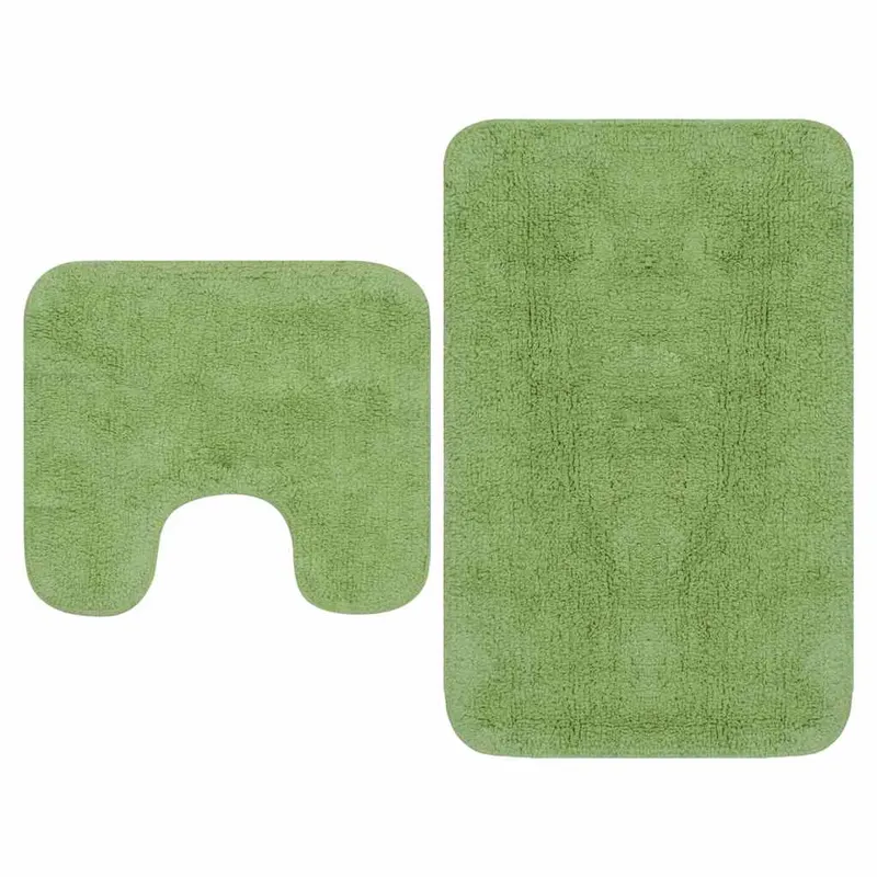 set covorase baie, 2 buc., verde, material textil