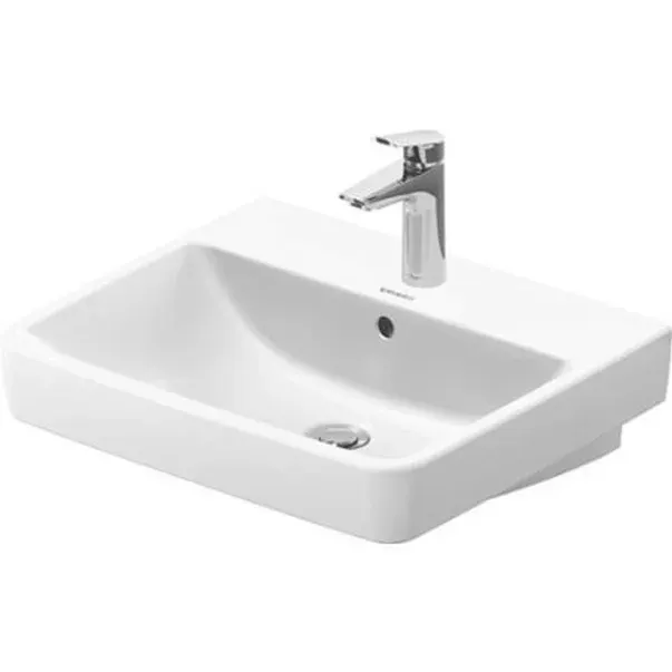 Lavoar Duravit 23755500002, NO 1, montaj pe perete, preaplin, zona montaj interior, elemente fixare ascunse, alb